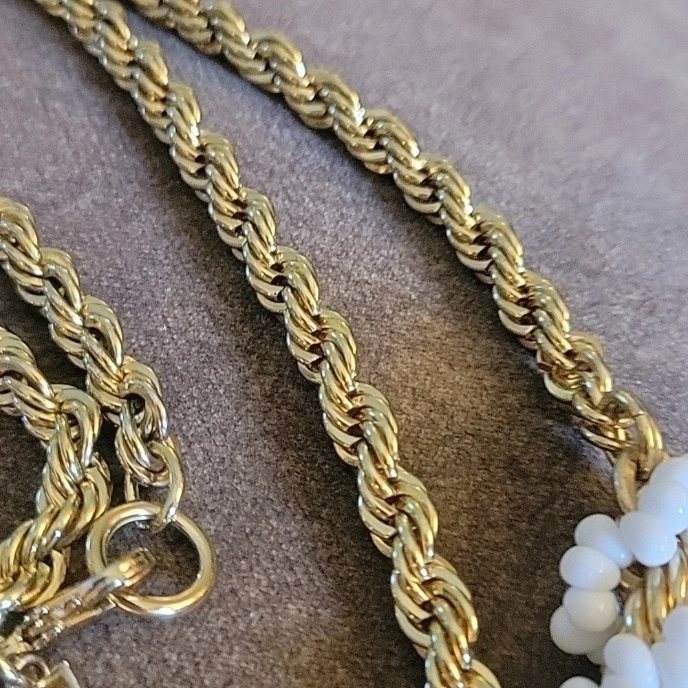 Vtg BANANA REPUBLIC Spiral Twisted Bayadere Beaded Chunky Chain Necklace